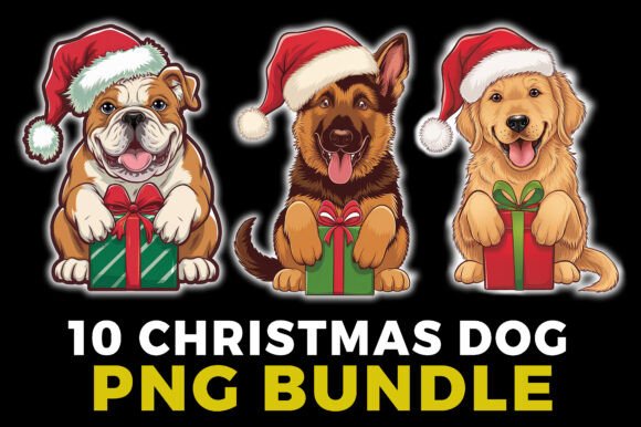 10 Cute Christmas Dog PNG Bundle