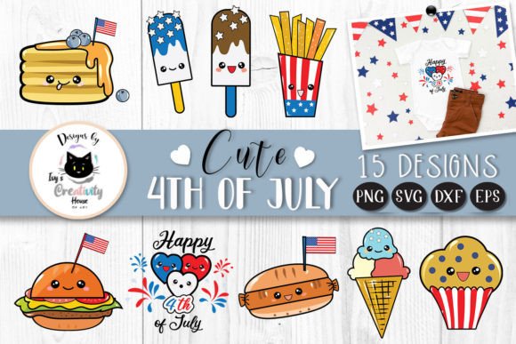 4th of July Kawaii Clipart Summer SVG