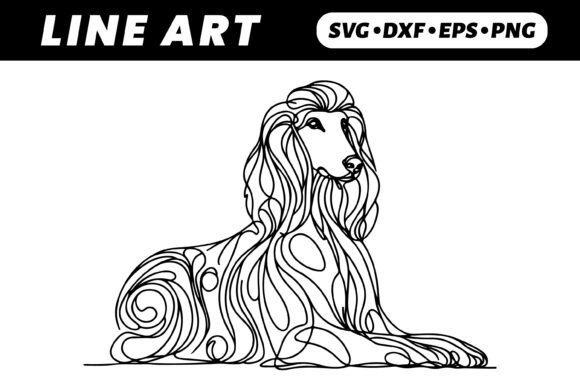 Afghan Hound Line Art for Embroidery