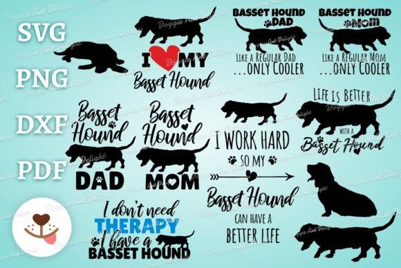Basset Hound Design Bundle Svg Png Dxf