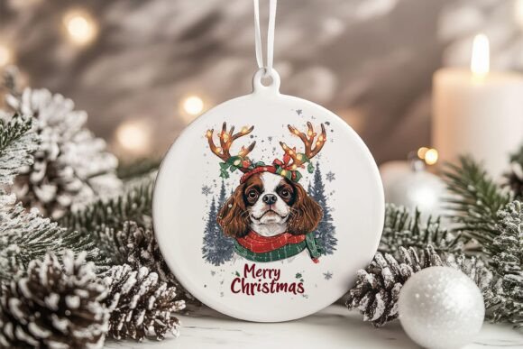 Cavalier King Dog Xmas Ornament PNG