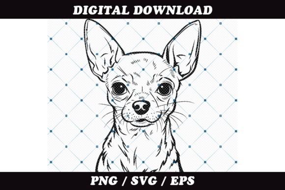 Chihuahua Dog Line Art Illustration