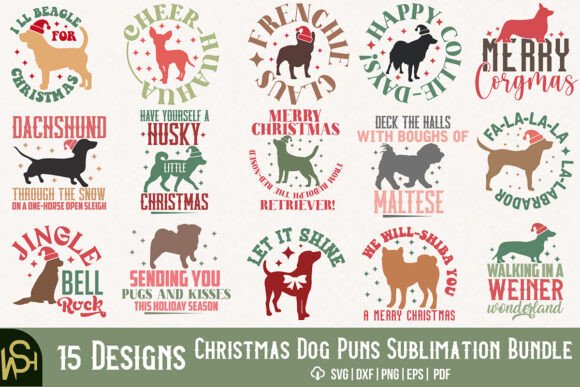 Christmas Dog Puns Sublimation Bundle
