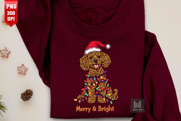 Christmas Poodle Dog Sublimation PNG