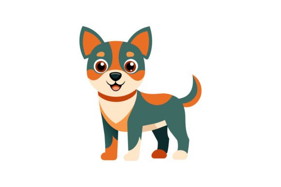 Cute Dog Flak Art Vector Illustration