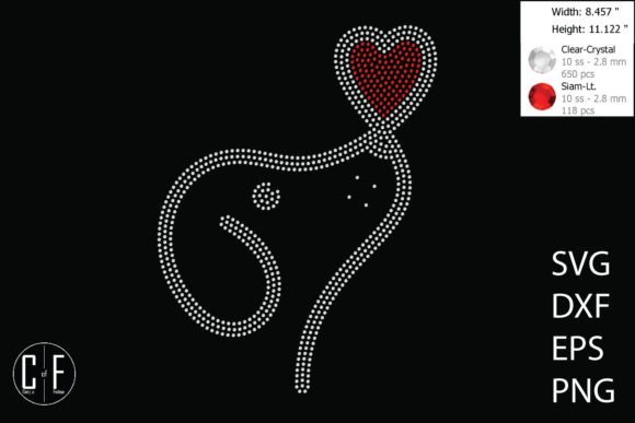 Dog Kissing Heart Rhinestone Template