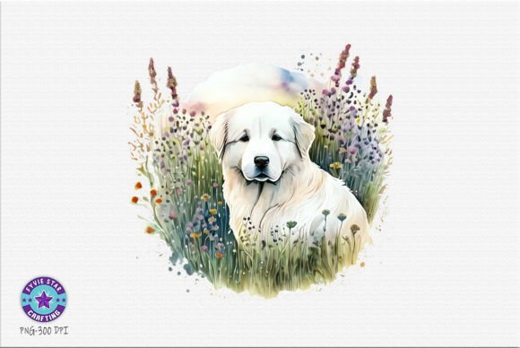 Dog Watercolor Wildflower Illustration