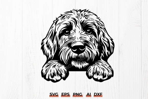 Goldendoodle Head Silhouette Peeking Dog