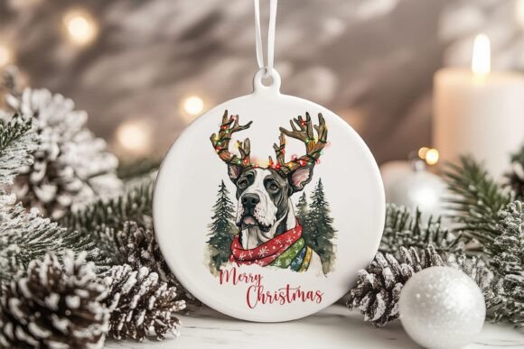 Great Dane Dog Christmas Ornament PNG