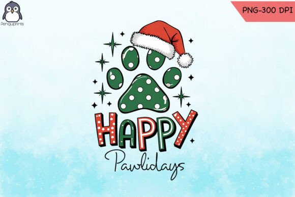 Happy Pawlidays Retro Christmas Dog PNG