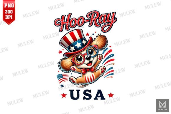 Hoo-ray USA Funny Dog Sublimation PNG