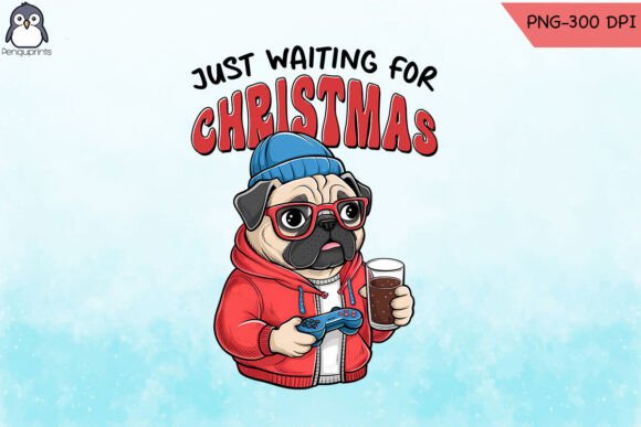 Just Waiting for Christmas Dog PNG