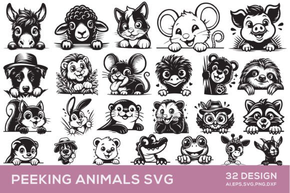 Peeking Animal SVG PNG Bundle