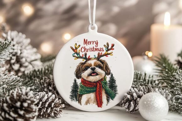 Shih Tzu Dog Christmas Ornament PNG