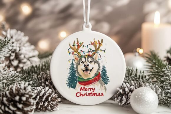 Siberian Husky Dog Xmas Ornament PNG