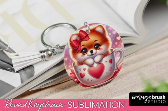 Valentine Keychain Sublimation Cute Dog
