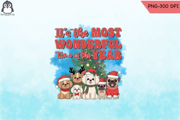 Vintage Xmas Sublimation Cute Dog PNG